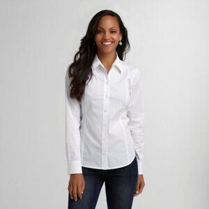 Attention Women's Button-Down Long-Sleeve Woven, Small, White